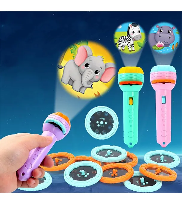 Mini Projector Torch Kids Flashlight Story Book Educational Light-Up Toys Sleep Light Preschool Fairy Tale Projection Lamp Gift - বাচ্চাদের খেলনা