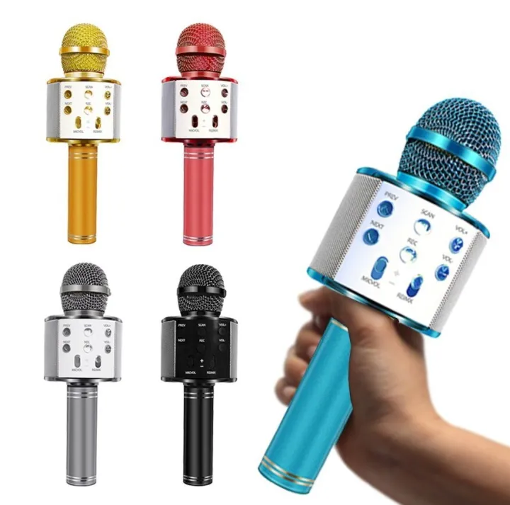 WS-858 Wireless Bluetooth Karaoke Microphone Speaker Handheld Mic USB KTV - Microphone