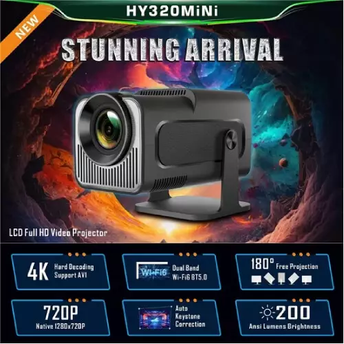 HY320 Mini Android Smart LED Projector 4K Support